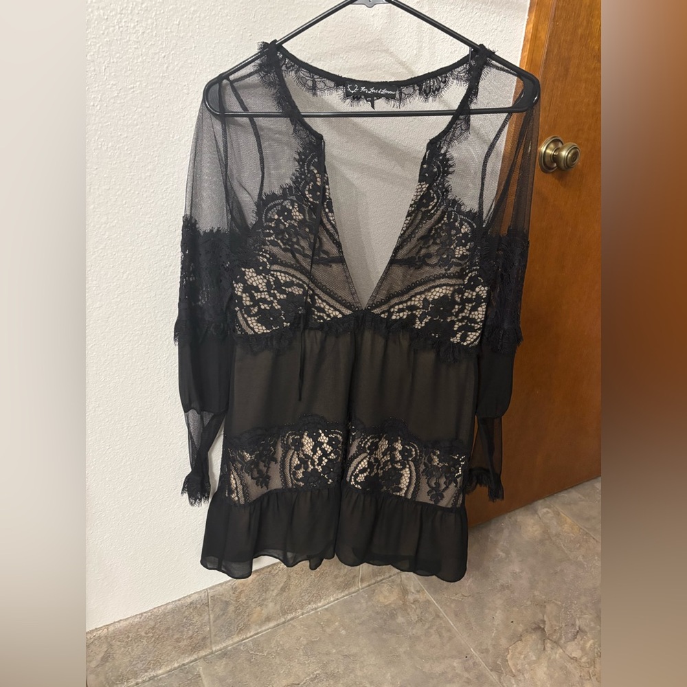 For Love And Lemons Black Lace Chemise